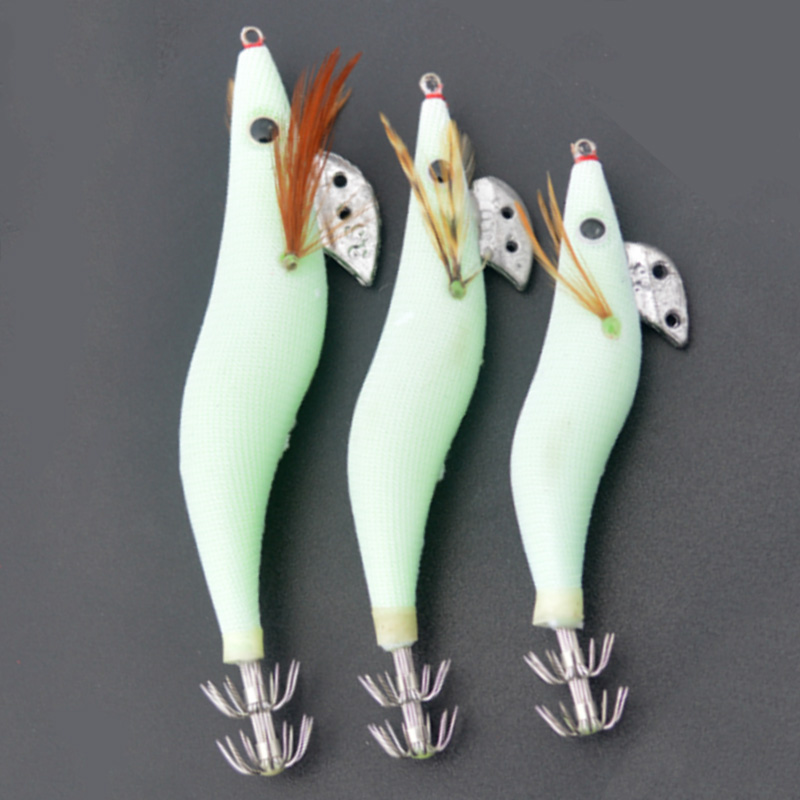 1 個発光イカジグホワイトグローウッドエビタコイカジグフック - Fishing Hook Size のレビューと価格