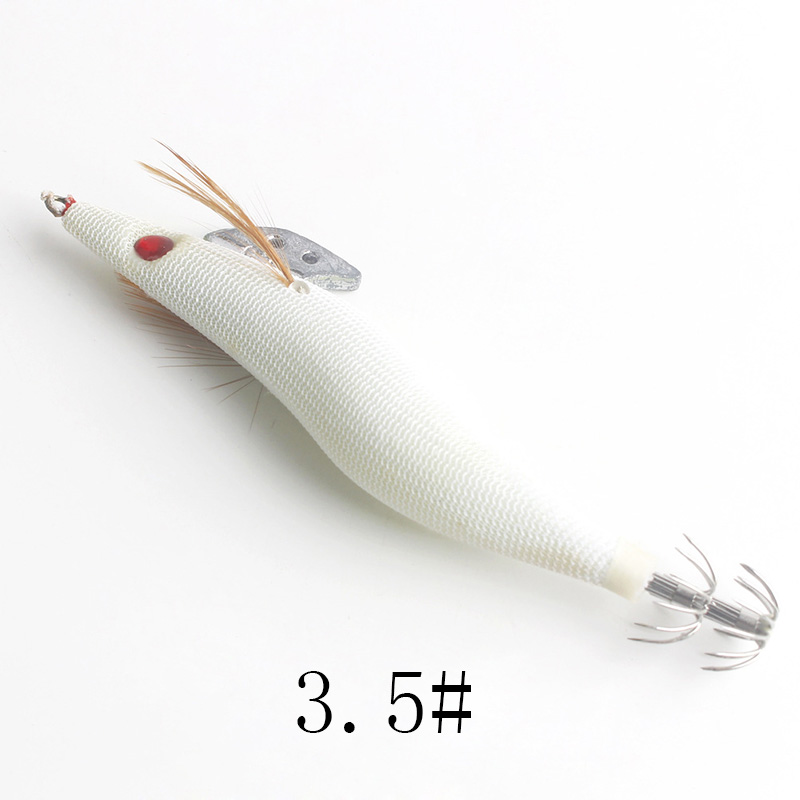 1 個発光イカジグホワイトグローウッドエビタコイカジグフック - Fishing Hook Size のレビューと価格