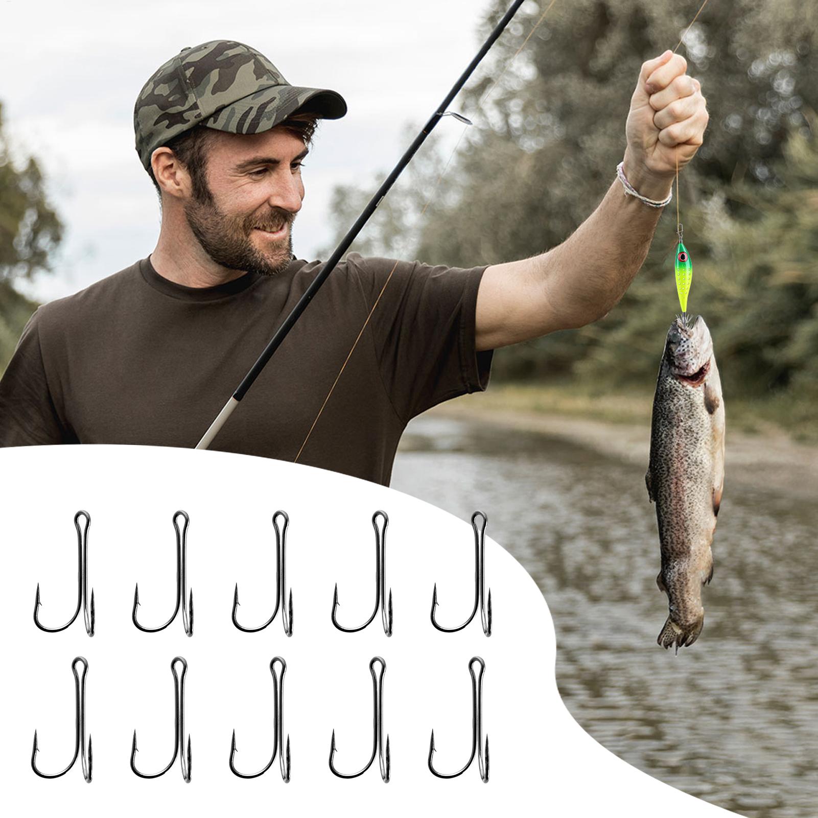 バーブ付きフィッシュフック 10個入り 高炭素鋼 トレブルフ - Fishing Hook Treble のレビューと価格