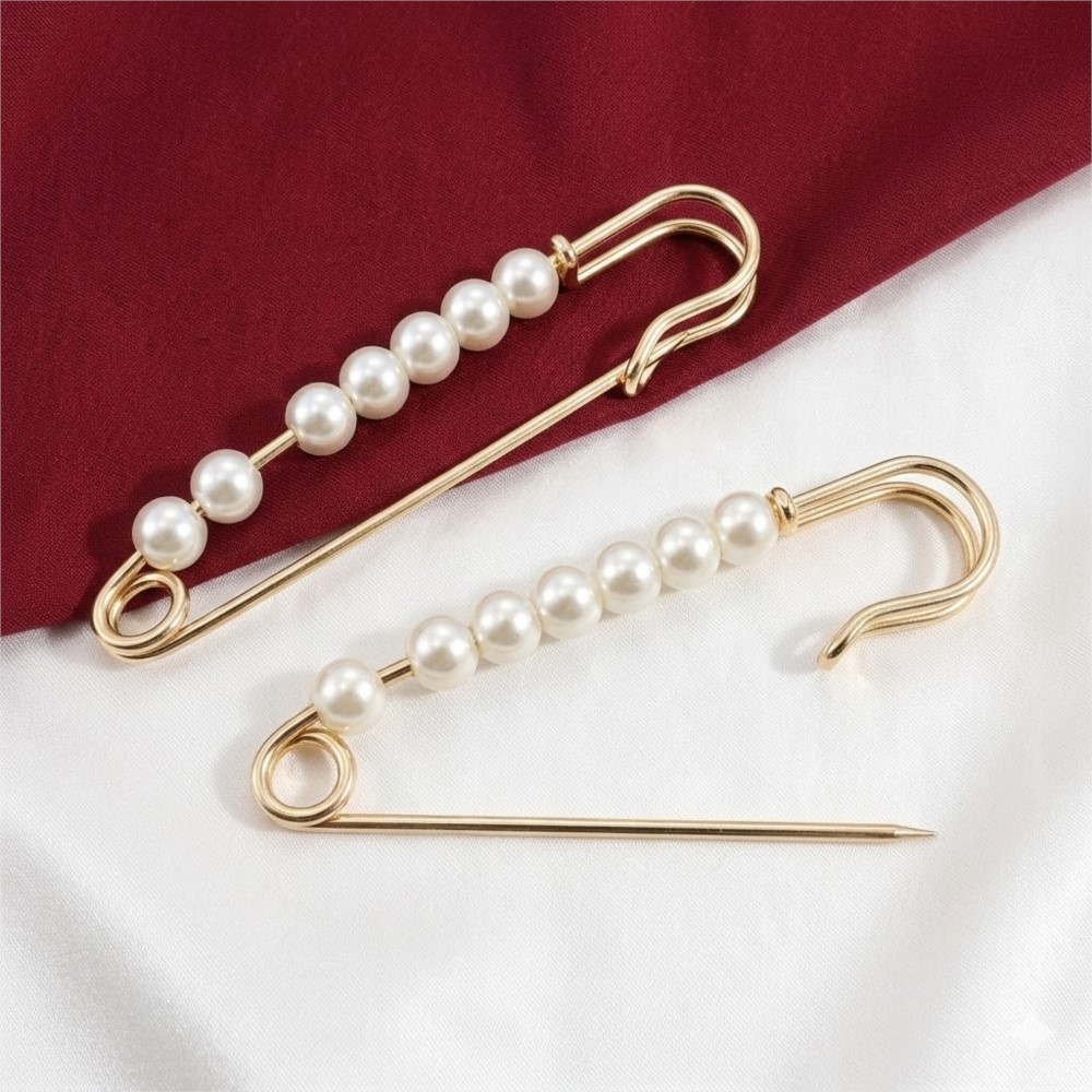 10 個の大きなフェイクパール装飾安全ブローチピン女性用クリ - Fishing Hook Size のレビューと価格
