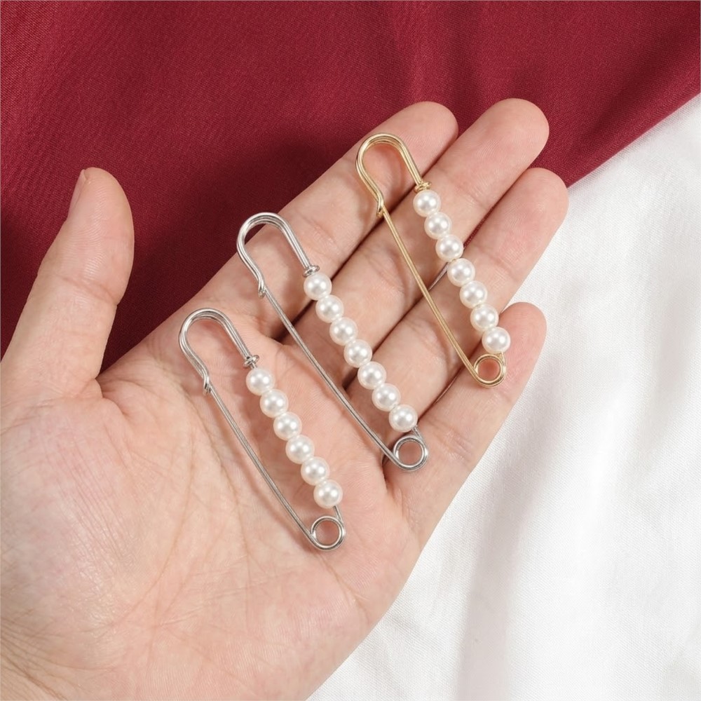 10 個の大きなフェイクパール装飾安全ブローチピン女性用クリ - Fishing Hook Size のレビューと価格