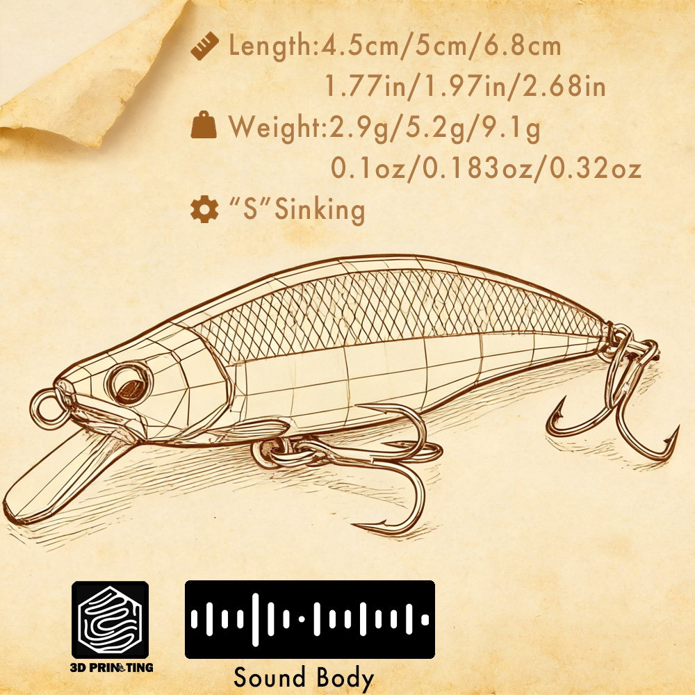 B&U トラウトパターンハードベイトシンキングミノー釣りルア - Fishing Hook Treble のレビューと価格