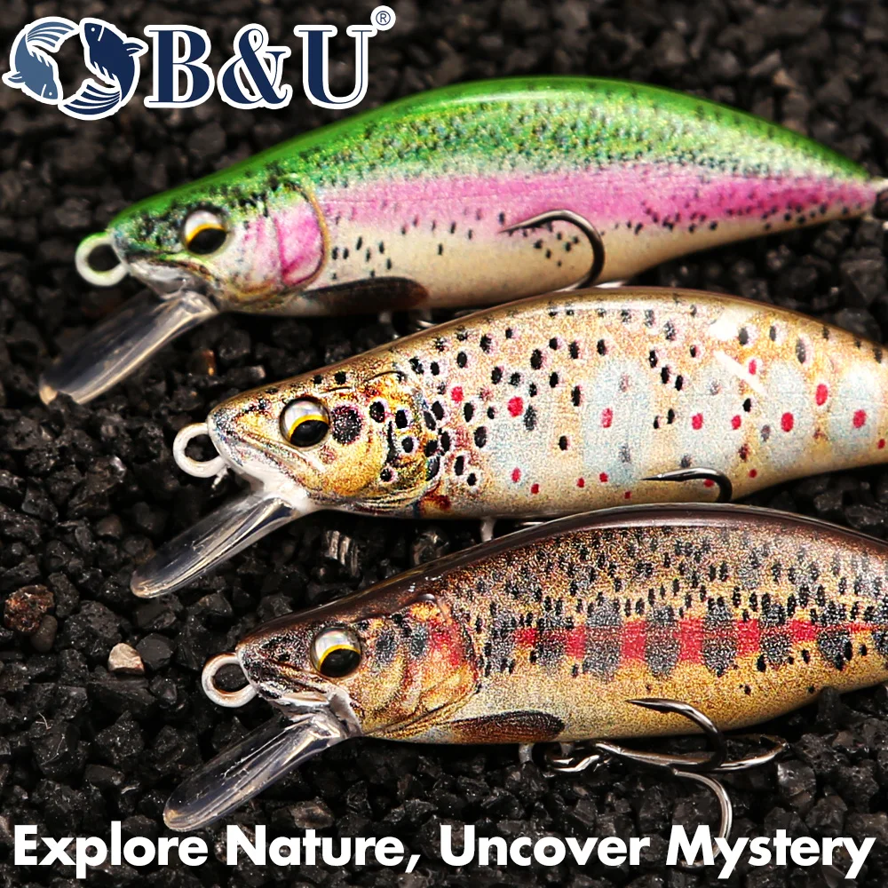 B&U トラウトパターンハードベイトシンキングミノー釣りルア - Fishing Hook Treble のレビューと価格