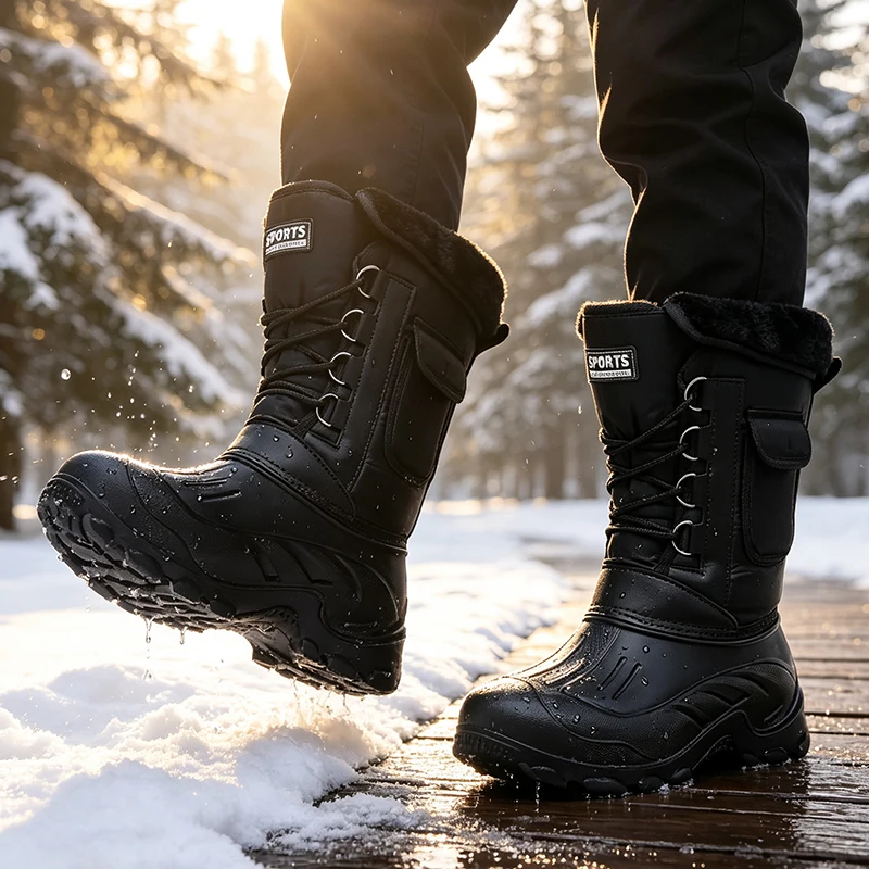 男性冬のスノーブーツ屋外釣り靴雪トレッキングシューズ男性屋外 - Fishing Hook Size のレビューと価格