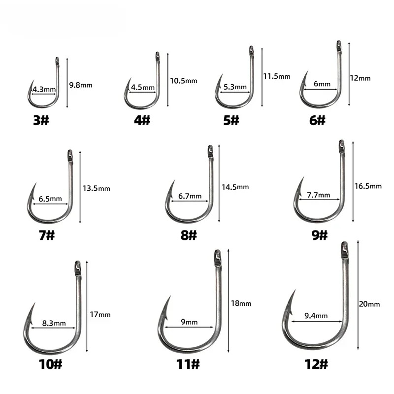 50-1600 個/箱釣り針炭素鋼強力な鋭いシルバーサークル - Fishing Hook Assortment のレビューと価格